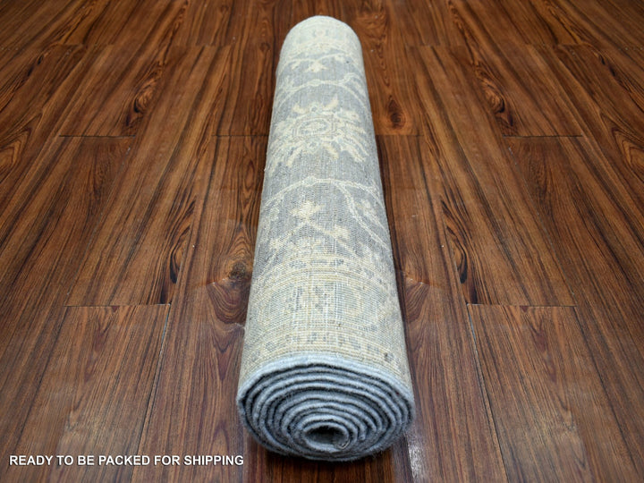 2'9" x 11'5" New Hand Knotted Grey Wool Runner Oriental Rug - MOA10272202