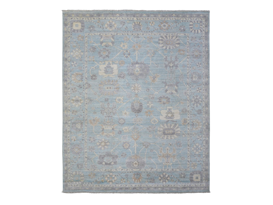 8'0" x 9'8" New Hand Knotted Blue Wool Rectangle Oriental Rug - MOA10272286