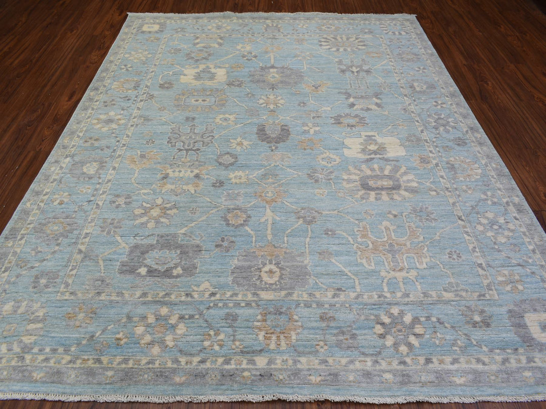 8'0" x 9'8" New Hand Knotted Blue Wool Rectangle Oriental Rug - MOA10272286
