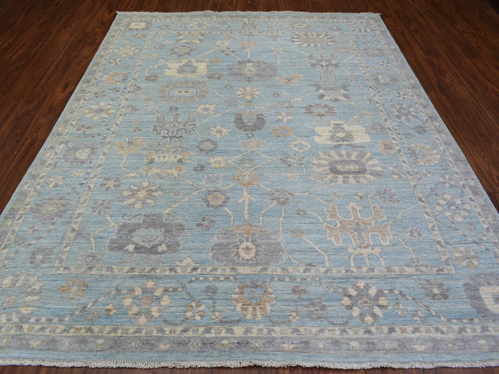 8'0" x 9'8" New Hand Knotted Blue Wool Rectangle Oriental Rug - MOA10272286