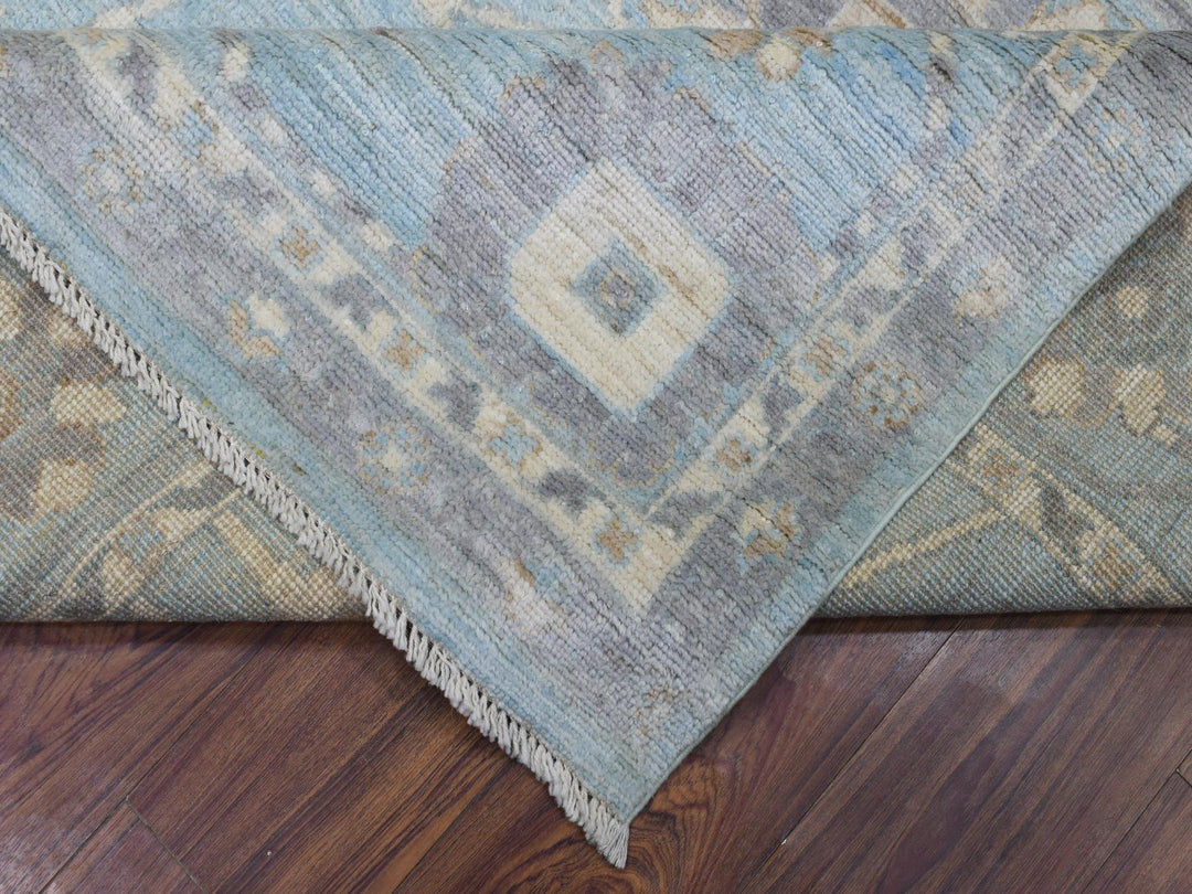 8'0" x 9'8" New Hand Knotted Blue Wool Rectangle Oriental Rug - MOA10272286