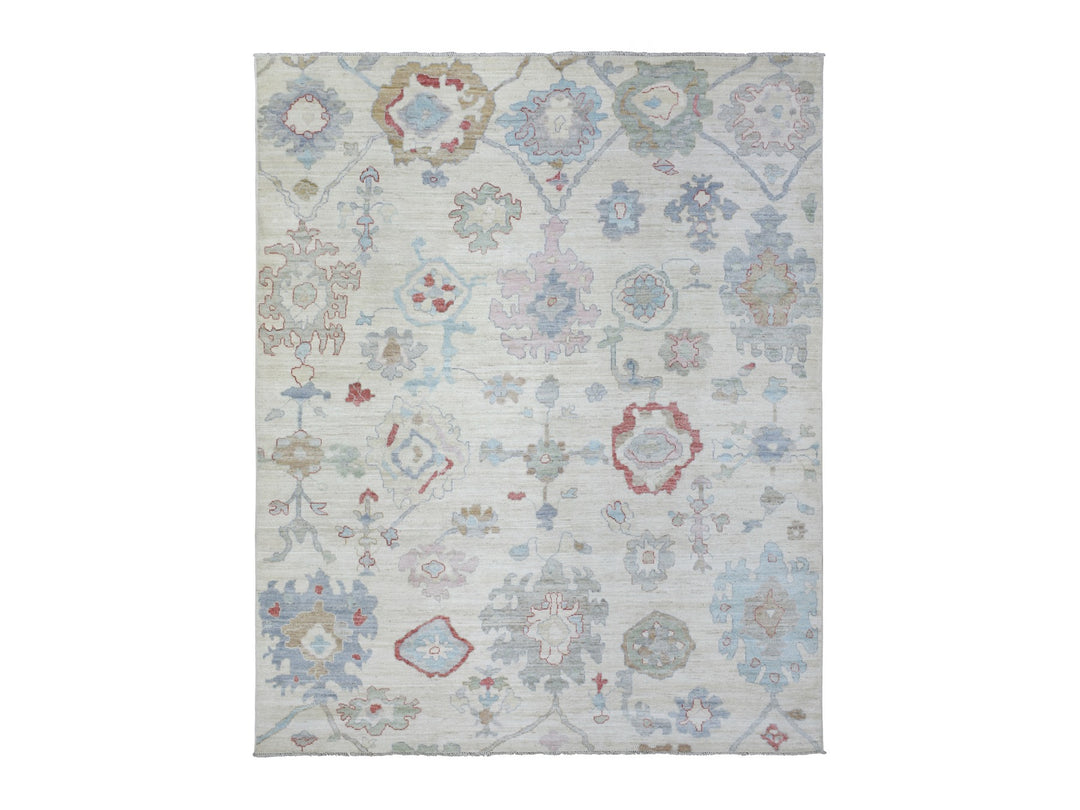 8'2" x 10'0" New Hand Knotted Ivory Wool Rectangle Oriental Rug - MOA10272288