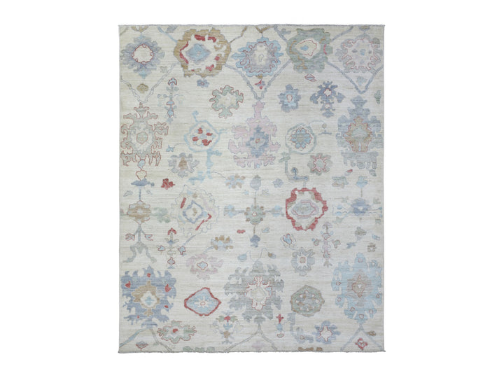 8'2" x 10'0" New Hand Knotted Ivory Wool Rectangle Oriental Rug - MOA10272288