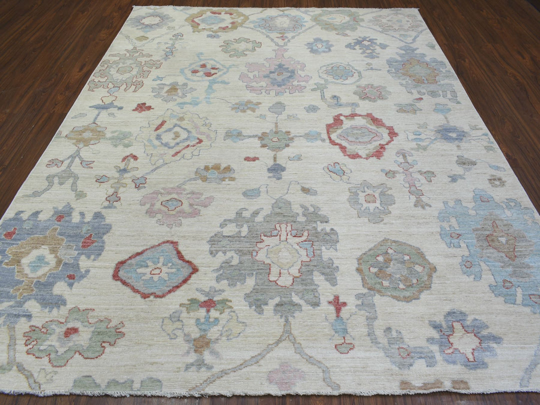 8'2" x 10'0" New Hand Knotted Ivory Wool Rectangle Oriental Rug - MOA10272288