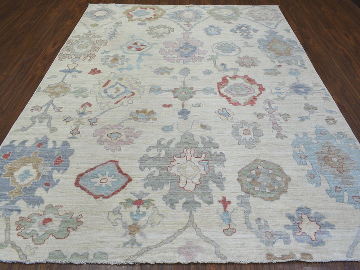 8'2" x 10'0" New Hand Knotted Ivory Wool Rectangle Oriental Rug - MOA10272288