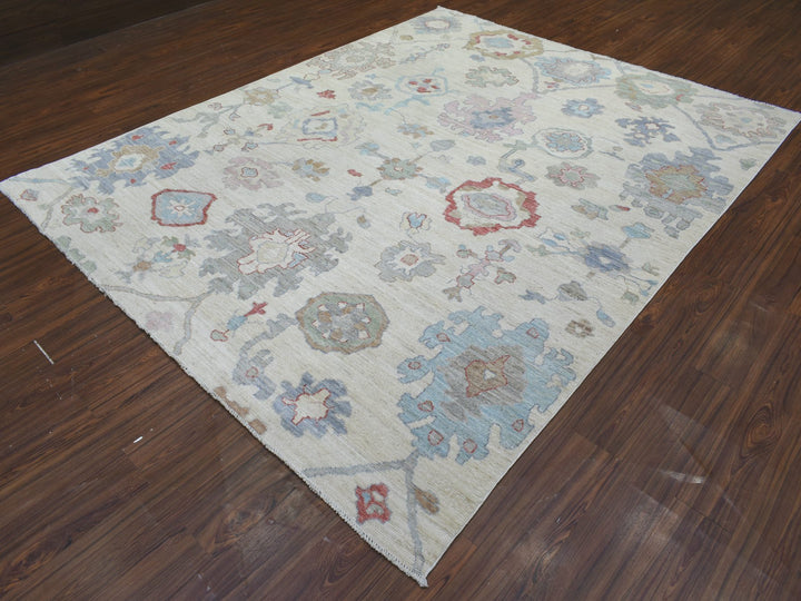 8'2" x 10'0" New Hand Knotted Ivory Wool Rectangle Oriental Rug - MOA10272288