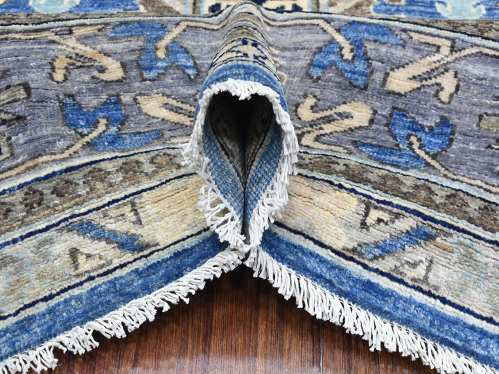 8'1" x 9'9" New Hand Knotted Blue Wool Rectangle Oriental Rug - MOA10272311