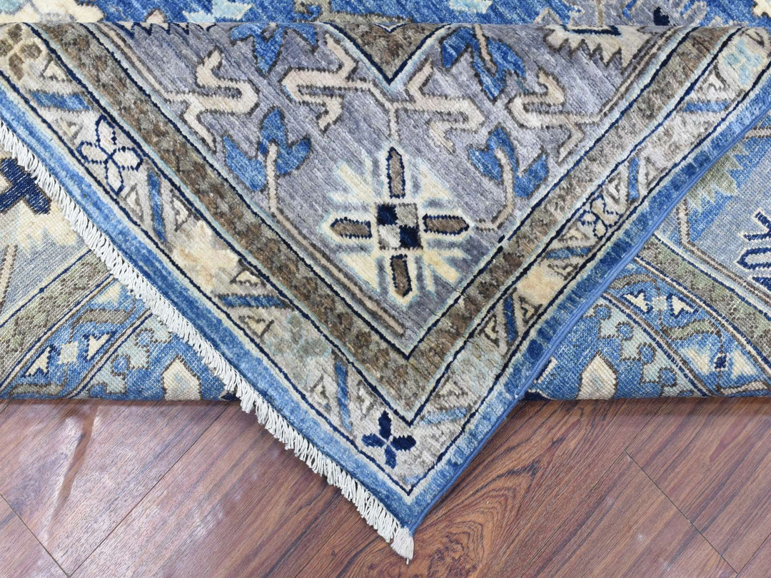 8'1" x 9'9" New Hand Knotted Blue Wool Rectangle Oriental Rug - MOA10272311