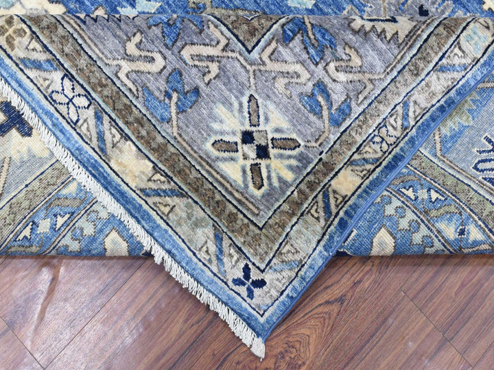 8'1" x 9'9" New Hand Knotted Blue Wool Rectangle Oriental Rug - MOA10272311