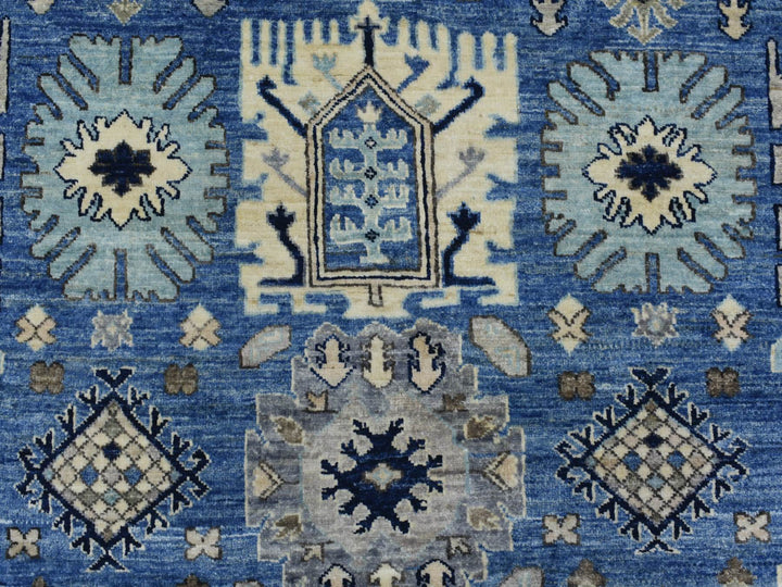 8'1" x 9'9" New Hand Knotted Blue Wool Rectangle Oriental Rug - MOA10272311