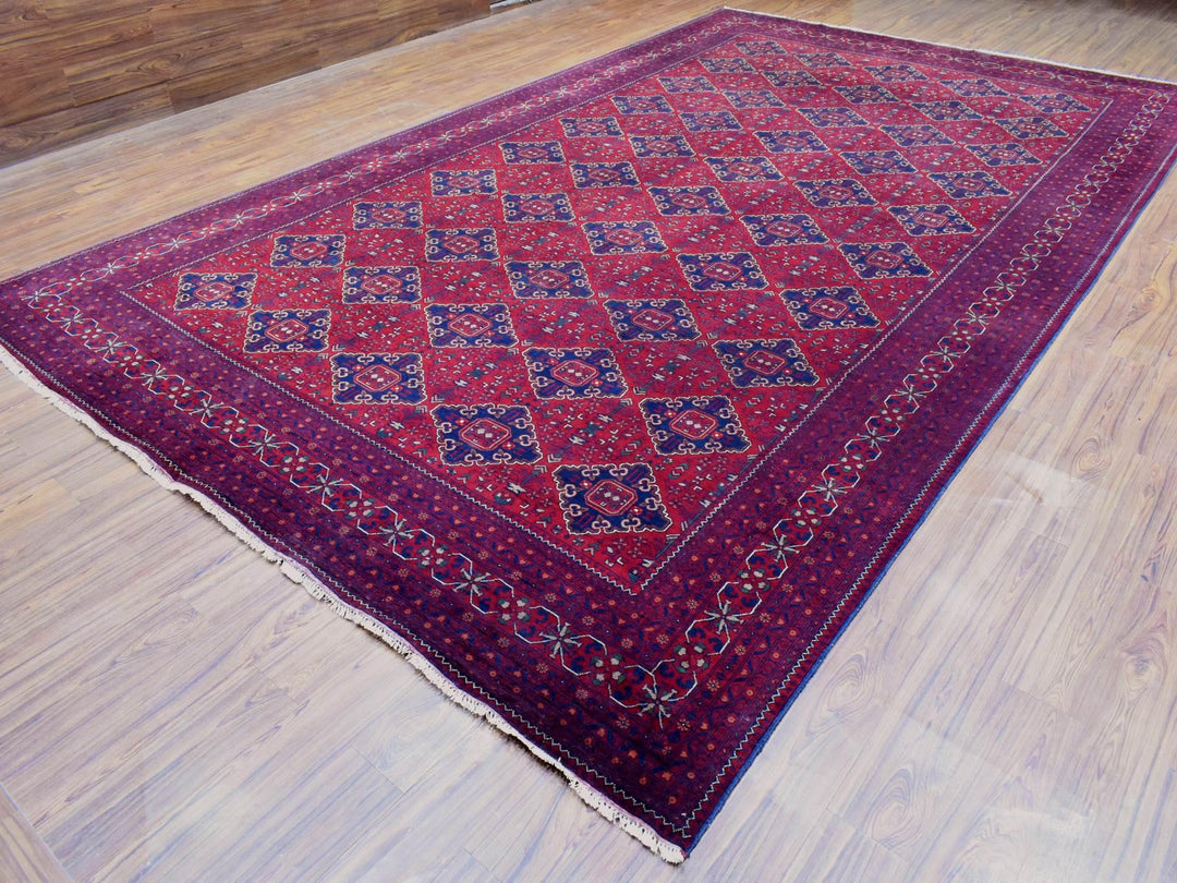 9'10" x 16'0" New Hand Knotted Red Wool Rectangle Oriental Rug - MOA10272327