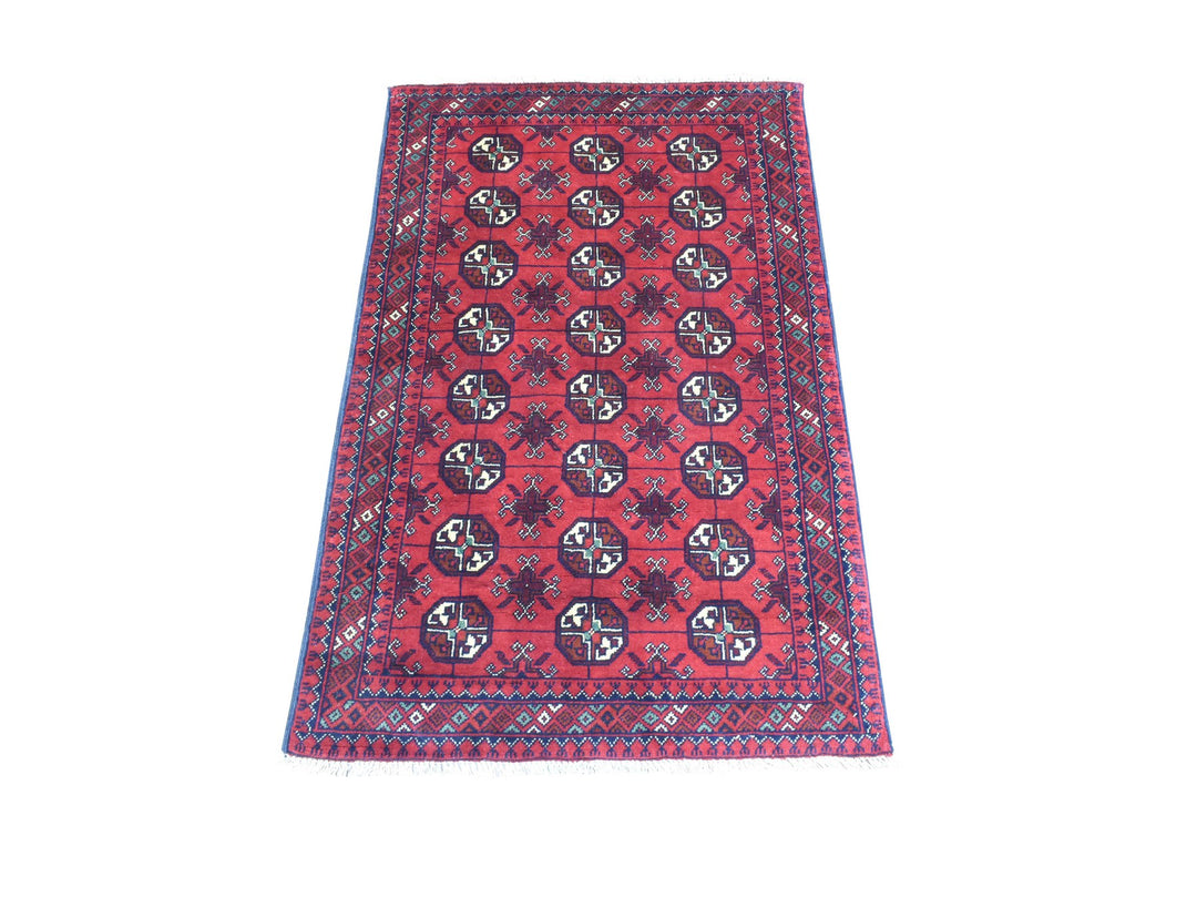 2'7" x 3'10" New Hand Knotted Red Wool Rectangle Oriental Rug - MOA10272337