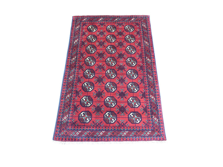 2'7" x 3'10" New Hand Knotted Red Wool Rectangle Oriental Rug - MOA10272337