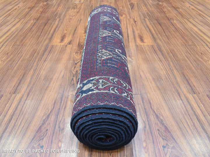 3'0" x 12'5" New Hand Knotted Red Wool Runner Oriental Rug - MOA10272340