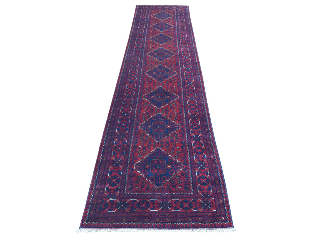 2'8" x 12'10" New Hand Knotted Red Wool Runner Oriental Rug - MOA10272341