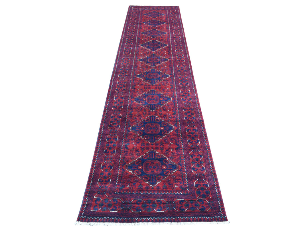 2'10" x 13'0" New Hand Knotted Red Wool Runner Oriental Rug - MOA10272346