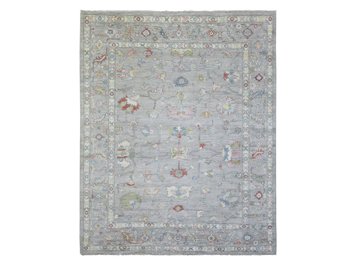 8'1" x 10'1" New Hand Knotted Grey Wool Rectangle Oriental Rug - MOA10272349