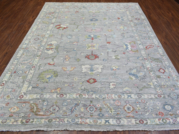 8'1" x 10'1" New Hand Knotted Grey Wool Rectangle Oriental Rug - MOA10272349