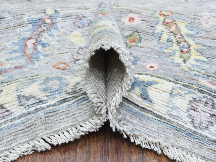 8'1" x 10'1" New Hand Knotted Grey Wool Rectangle Oriental Rug - MOA10272349