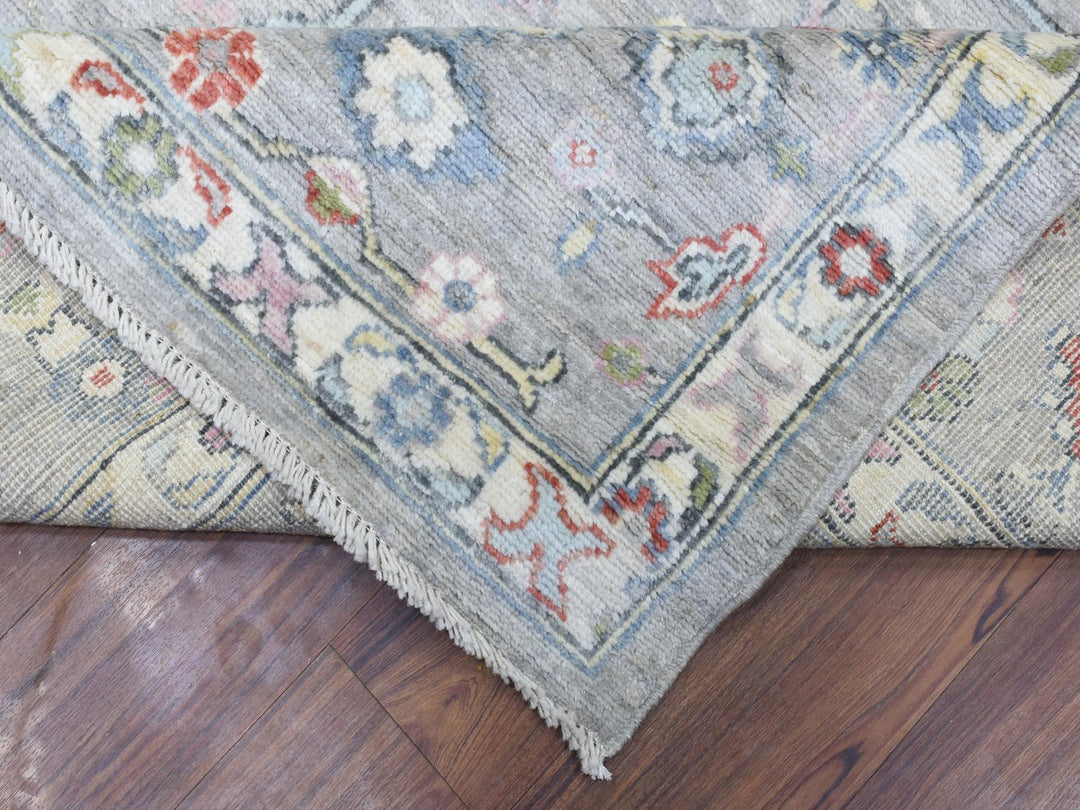 8'1" x 10'1" New Hand Knotted Grey Wool Rectangle Oriental Rug - MOA10272349