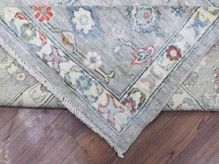 8'1" x 10'1" New Hand Knotted Grey Wool Rectangle Oriental Rug - MOA10272349