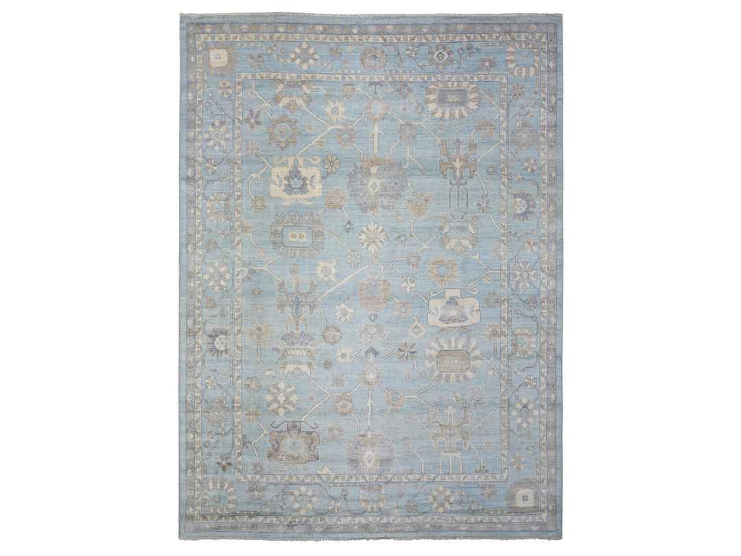9'2" x 12'0" New Hand Knotted Blue Wool Rectangle Oriental Rug - MOA10272362