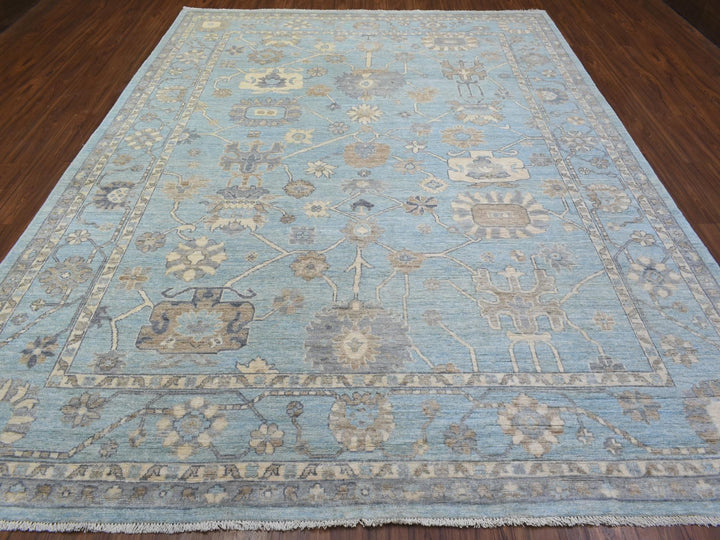 9'2" x 12'0" New Hand Knotted Blue Wool Rectangle Oriental Rug - MOA10272362