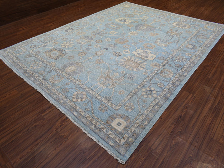 9'2" x 12'0" New Hand Knotted Blue Wool Rectangle Oriental Rug - MOA10272362