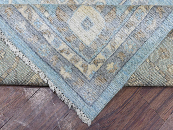 9'2" x 12'0" New Hand Knotted Blue Wool Rectangle Oriental Rug - MOA10272362