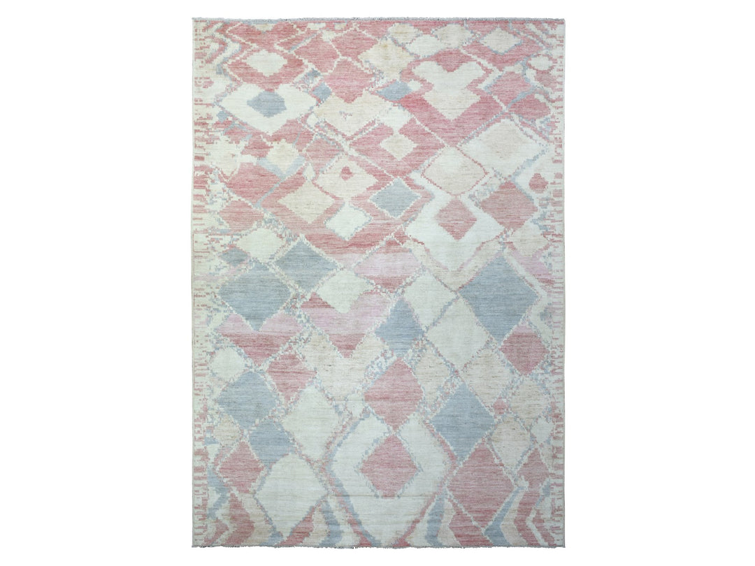 8'1" x 11'7" New Hand Knotted Pink Wool Rectangle Oriental Rug - MOA10272373