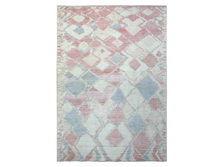 8'1" x 11'7" New Hand Knotted Pink Wool Rectangle Oriental Rug - MOA10272373