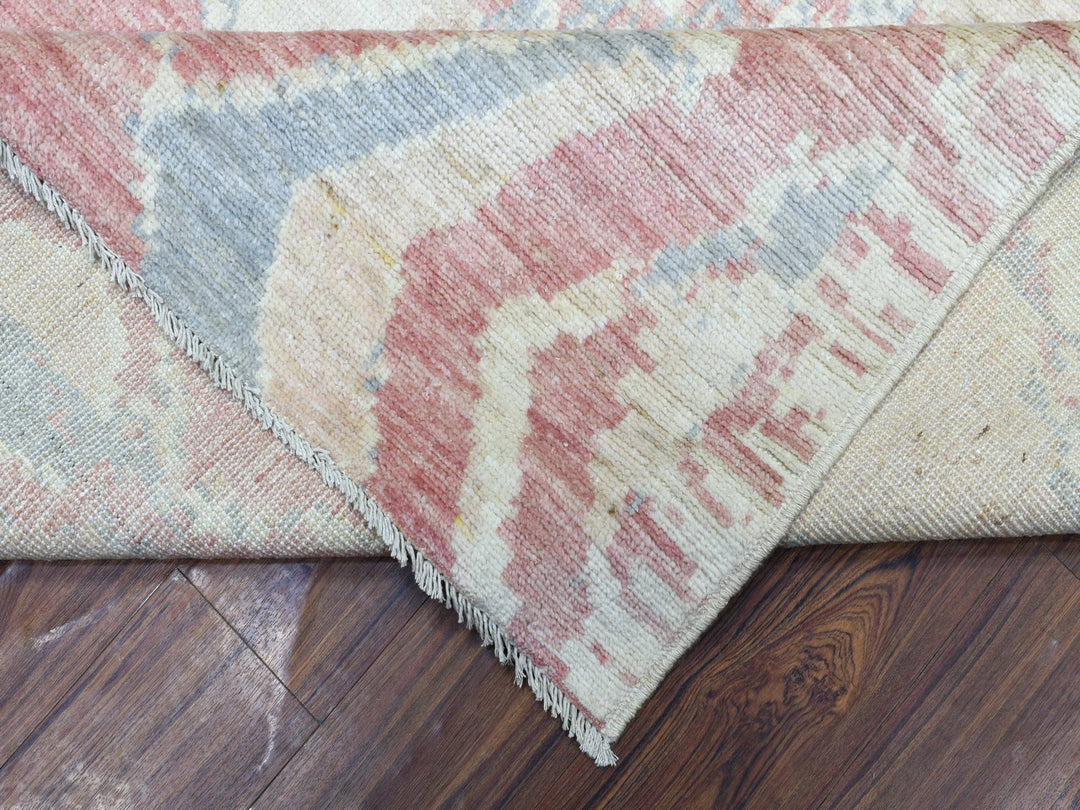8'1" x 11'7" New Hand Knotted Pink Wool Rectangle Oriental Rug - MOA10272373