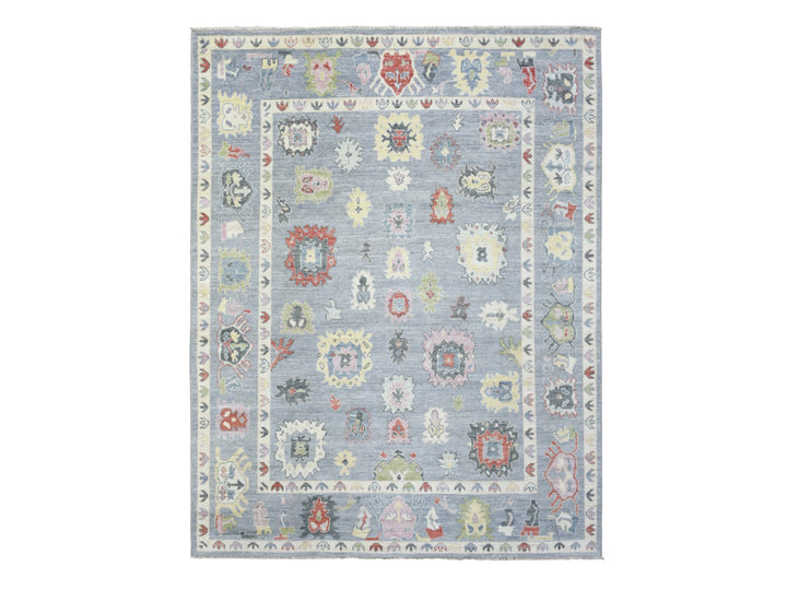 8'0" x 10'7" New Hand Knotted Grey Wool Rectangle Oriental Rug - MOA10272382