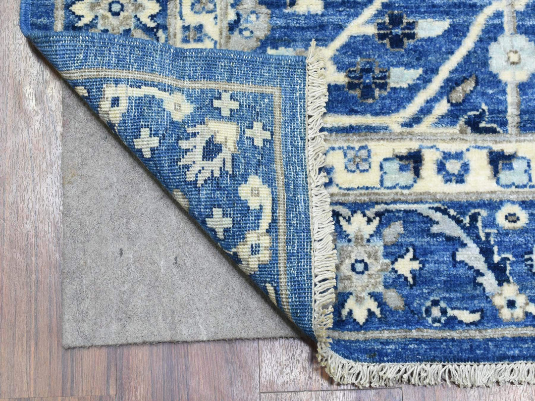 4'3" x 11'9" New Hand Knotted Blue Wool Runner Oriental Rug - MOA10272385