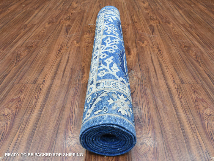 4'3" x 11'9" New Hand Knotted Blue Wool Runner Oriental Rug - MOA10272385