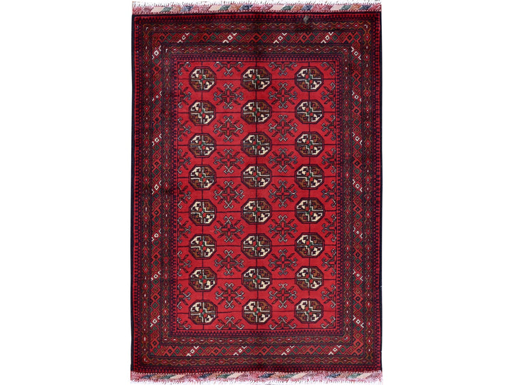 2'8" x 3'9" New Hand Knotted Red Wool Rectangle Oriental Rug - MOA102723