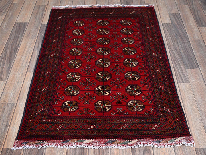 2'8" x 3'9" New Hand Knotted Red Wool Rectangle Oriental Rug - MOA102723