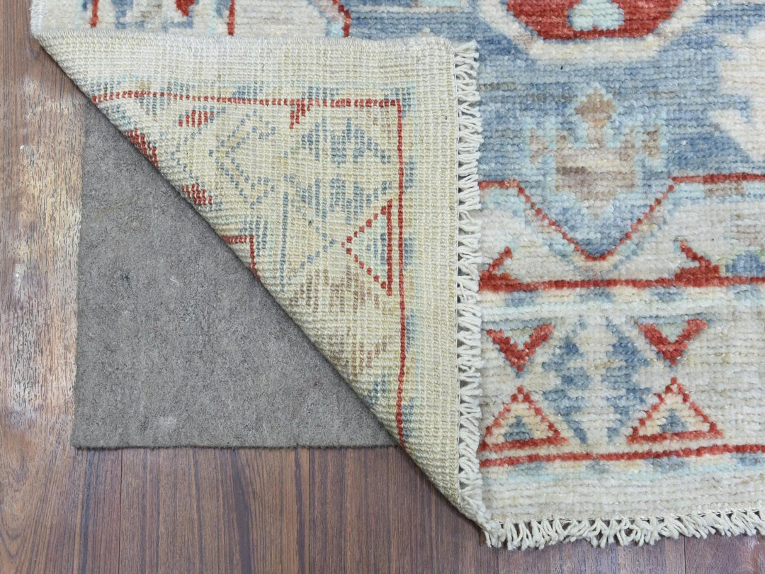 3'1" x 10'2" New Hand Knotted Grey Wool Runner Oriental Rug - MOA10272409