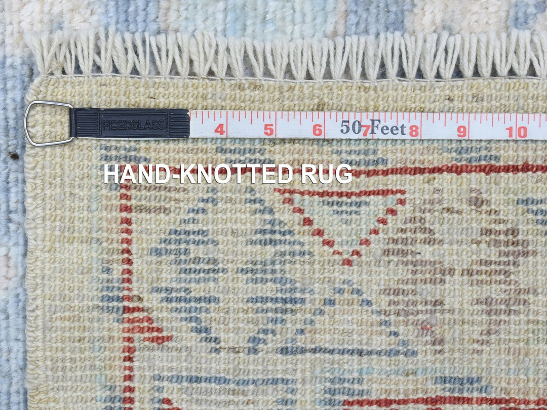 3'1" x 10'2" New Hand Knotted Grey Wool Runner Oriental Rug - MOA10272409