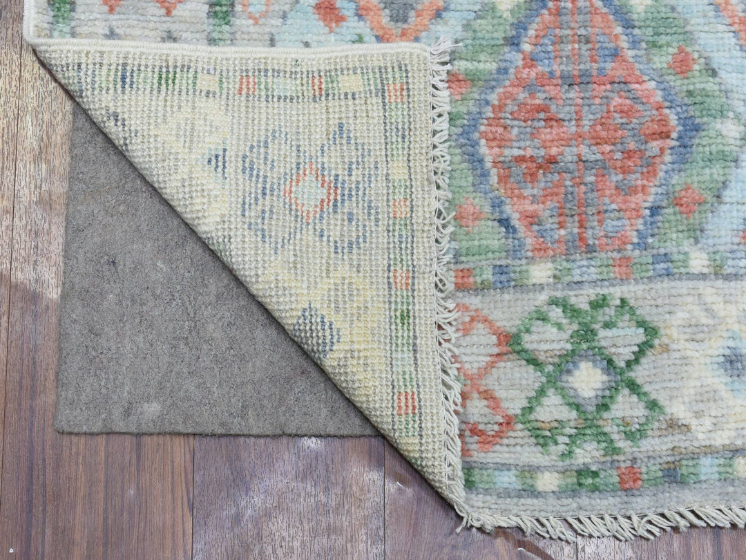 3'0" x 12'1" New Hand Knotted Grey Wool Runner Oriental Rug - MOA10272410