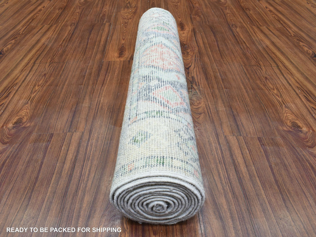 3'0" x 12'1" New Hand Knotted Grey Wool Runner Oriental Rug - MOA10272410