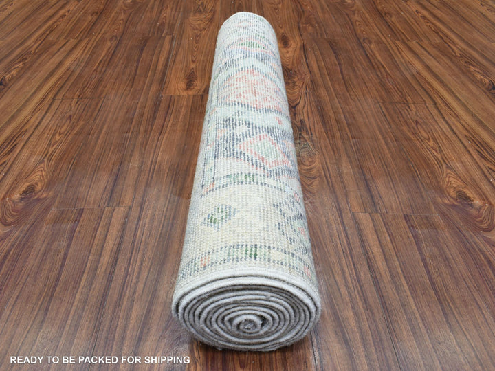 3'0" x 12'1" New Hand Knotted Grey Wool Runner Oriental Rug - MOA10272410