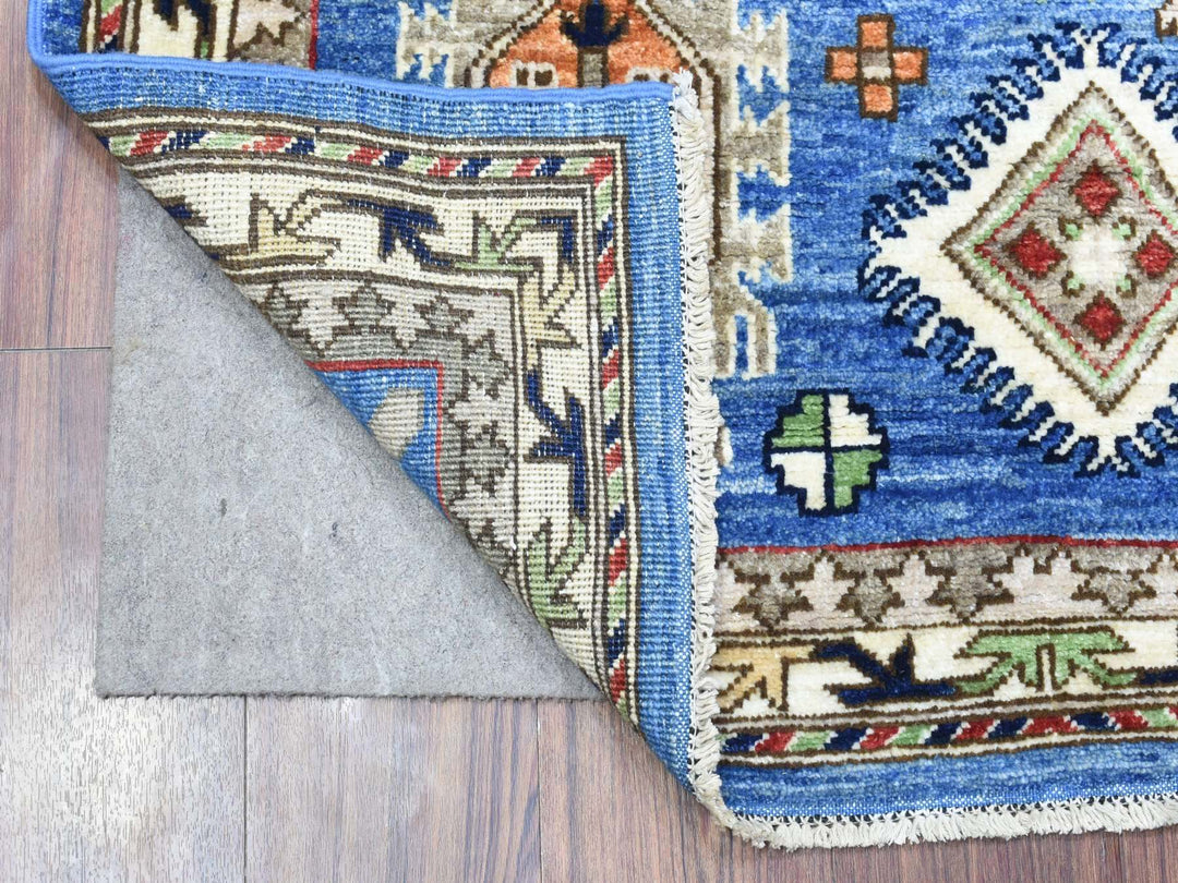 3'7" x 5'4" New Hand Knotted Blue Wool Rectangle Oriental Rug - MOA10272413