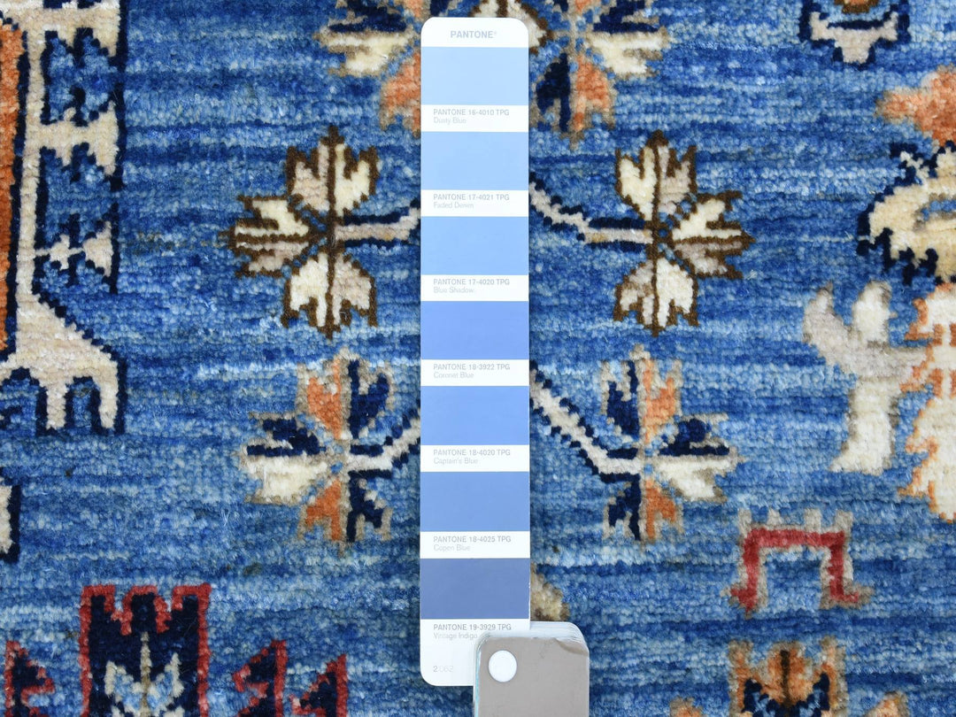 3'7" x 5'4" New Hand Knotted Blue Wool Rectangle Oriental Rug - MOA10272413
