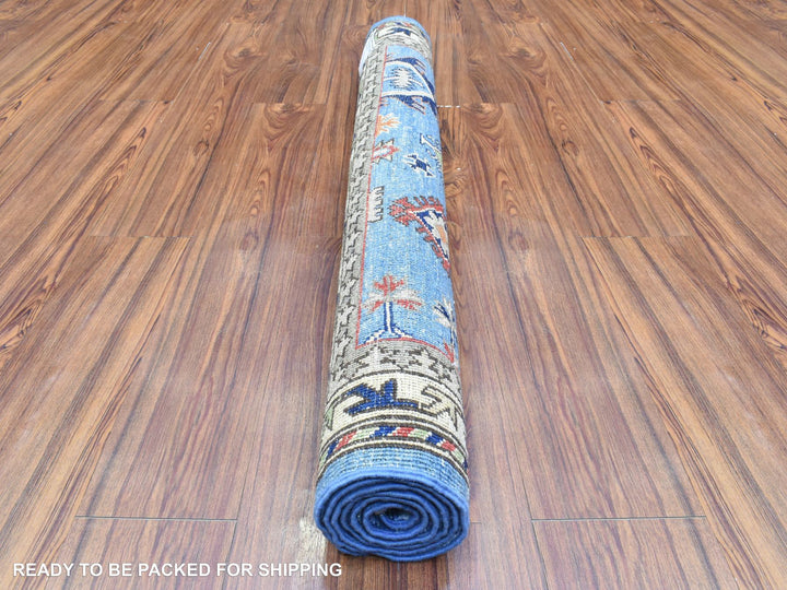 3'7" x 5'4" New Hand Knotted Blue Wool Rectangle Oriental Rug - MOA10272413