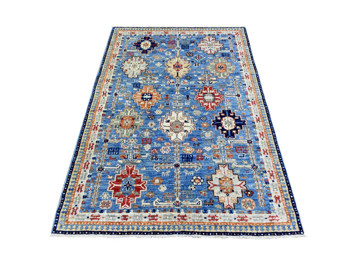 4'0" x 5'10" New Hand Knotted Blue Wool Rectangle Oriental Rug - MOA10272415