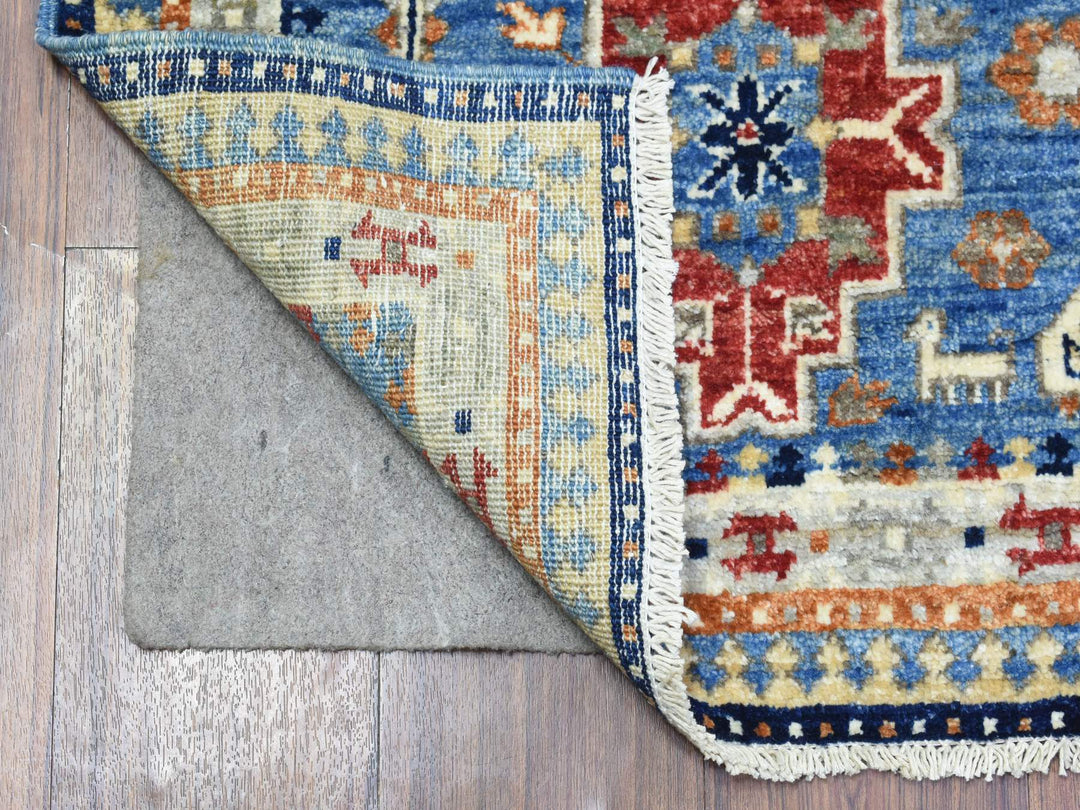 4'0" x 5'10" New Hand Knotted Blue Wool Rectangle Oriental Rug - MOA10272415