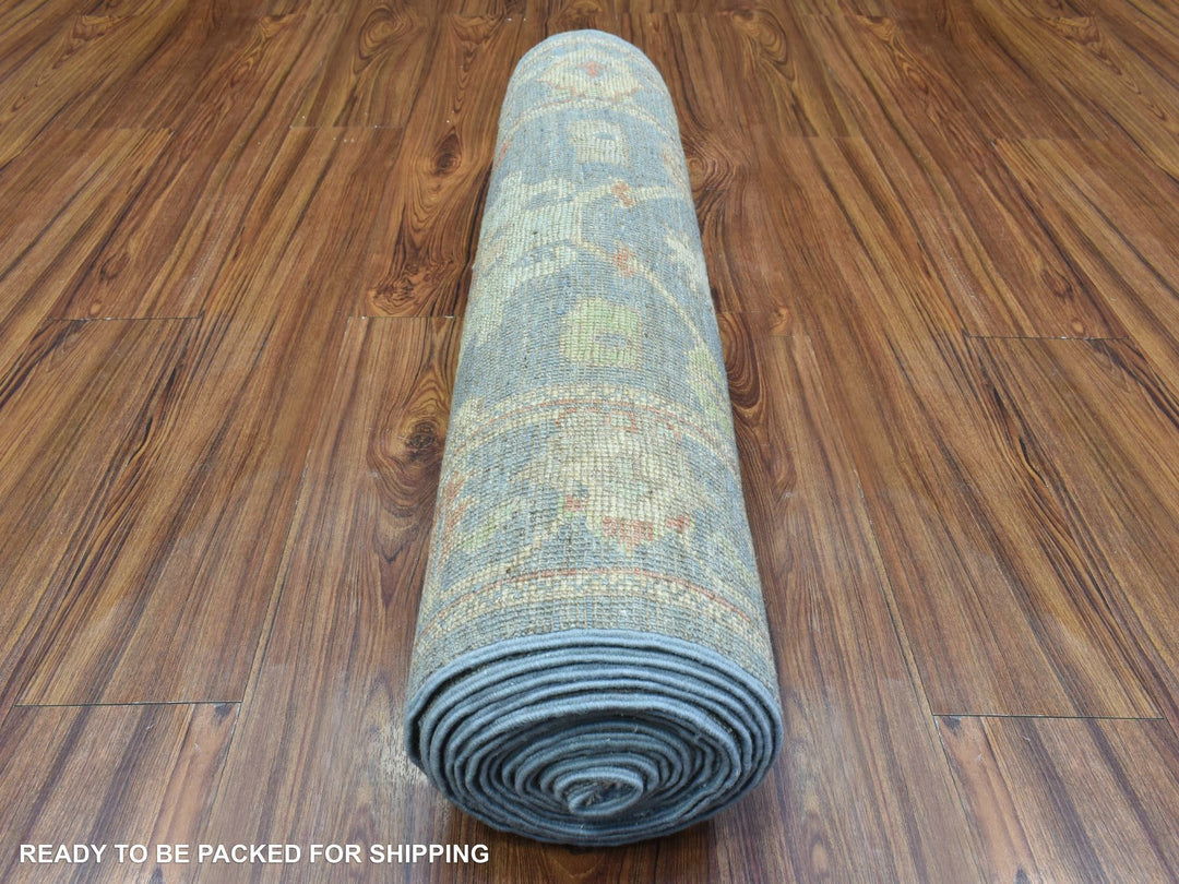 2'7" x 15'10" New Hand Knotted Blue Wool Runner Oriental Rug - MOA10272420