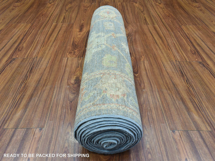 2'7" x 15'10" New Hand Knotted Blue Wool Runner Oriental Rug - MOA10272420