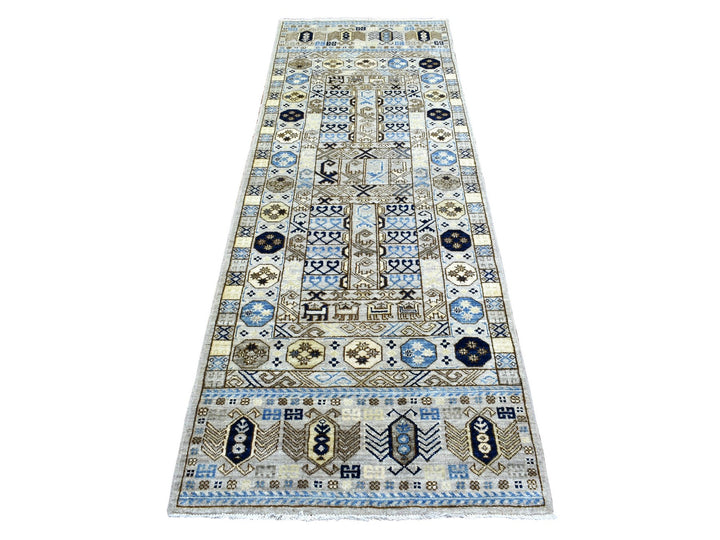 2'10" x 8'4" New Hand Knotted Grey Wool Runner Oriental Rug - MOA10272429